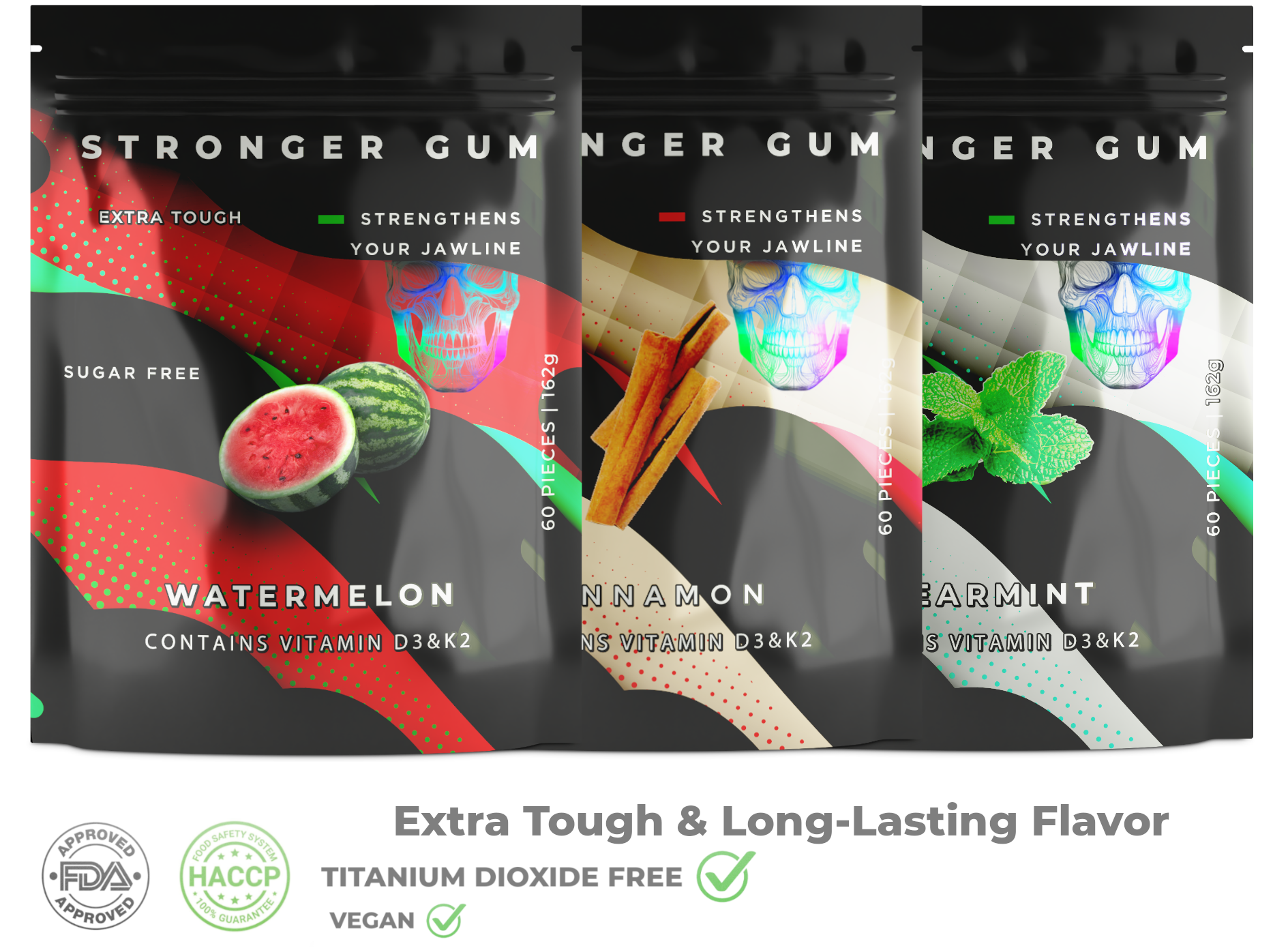 Stronger Gum for developing a strong Jawline. The most effective jaw exerciser for developing aesthetic facial features.