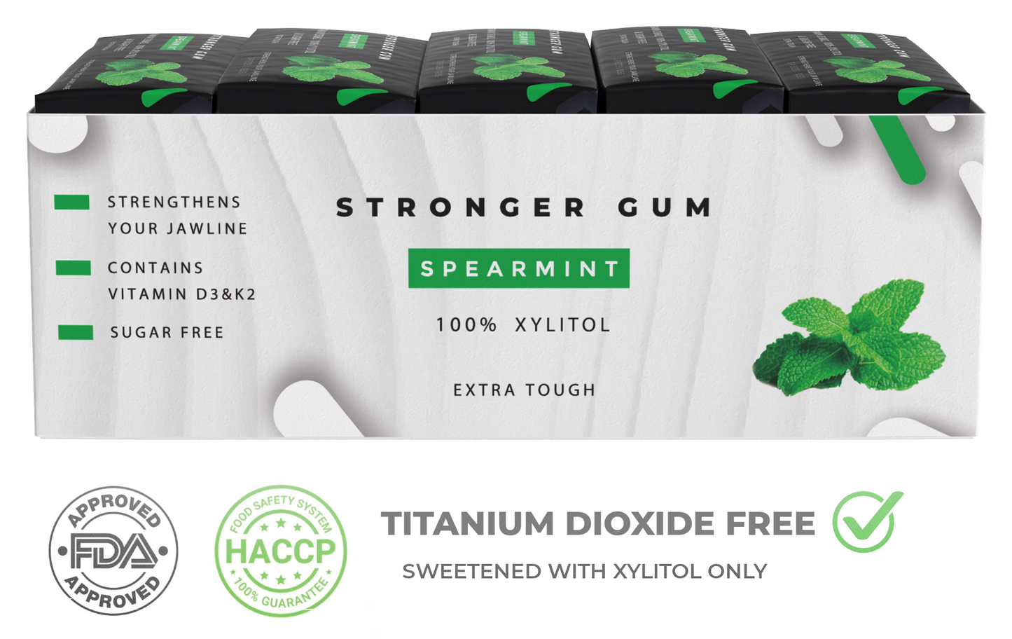 Stronger Gum EXTRA STARK | Leicht aromatisiert, Zuckerfrei, 90 Stück (315g) - Bester Kaugummi für die Jawline