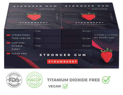 Stronger Gum for developing a strong Jawline. The most effective jaw exerciser for developing aesthetic facial features. Stronger Gum is the leading brand in jawline chewing gum.